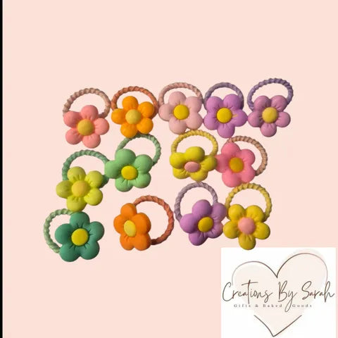 Cute Flower Charm Baby/Toddler Hair Ties