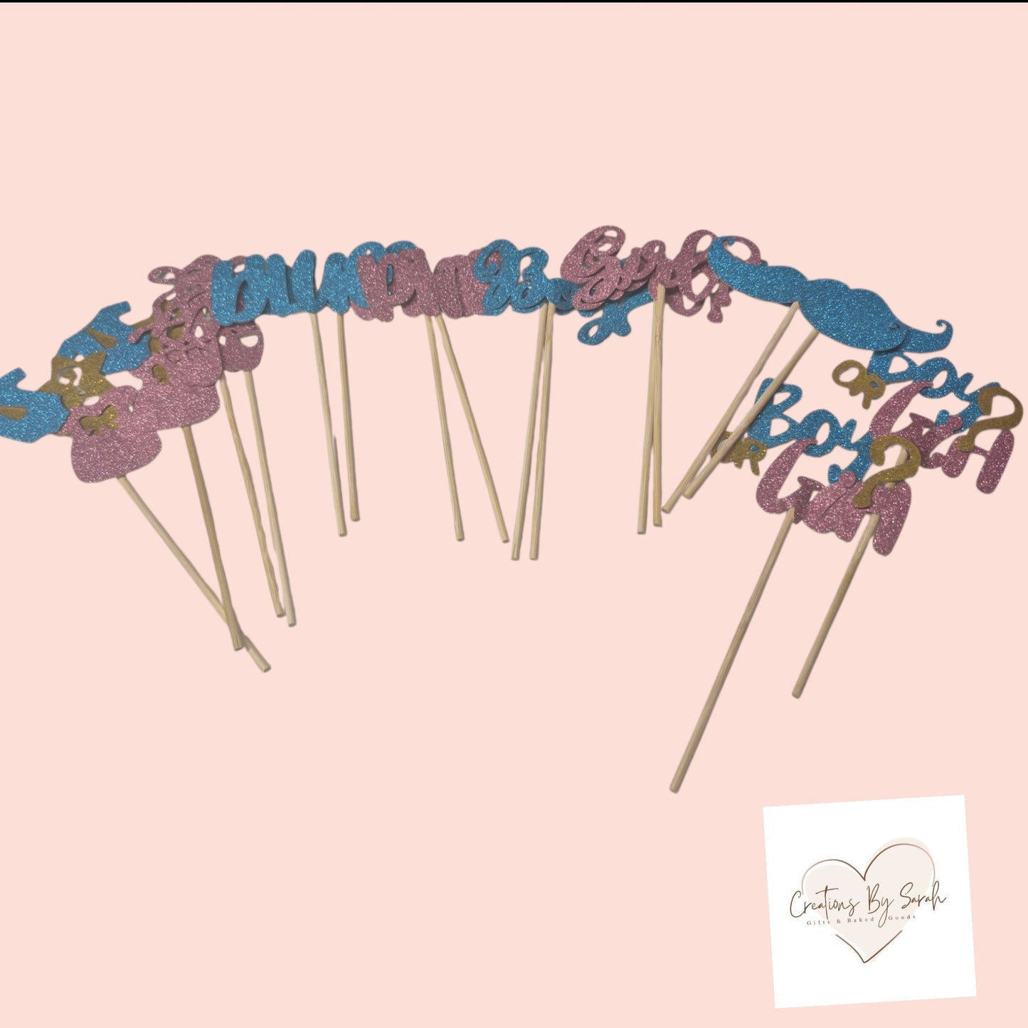 Boy or Girl Gender Revel party Cupcake Toppers