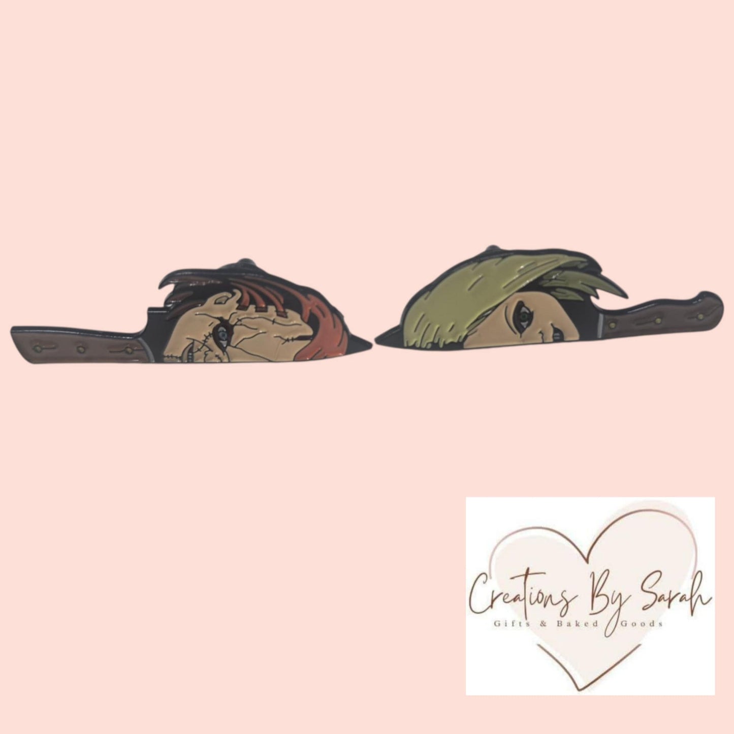 chucky and tiffany enamel pin badge
