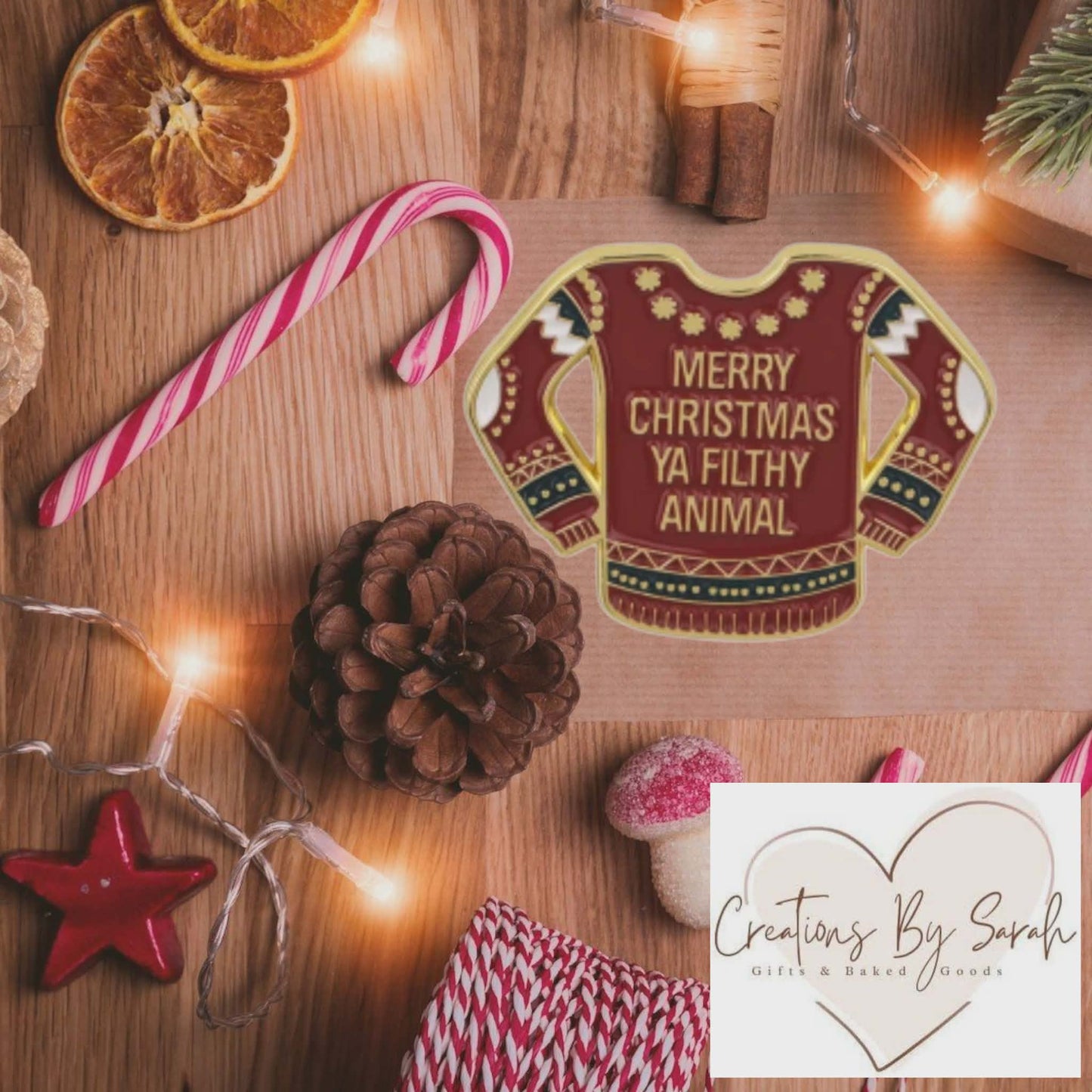 merry christmas ya filthy animal pin badge