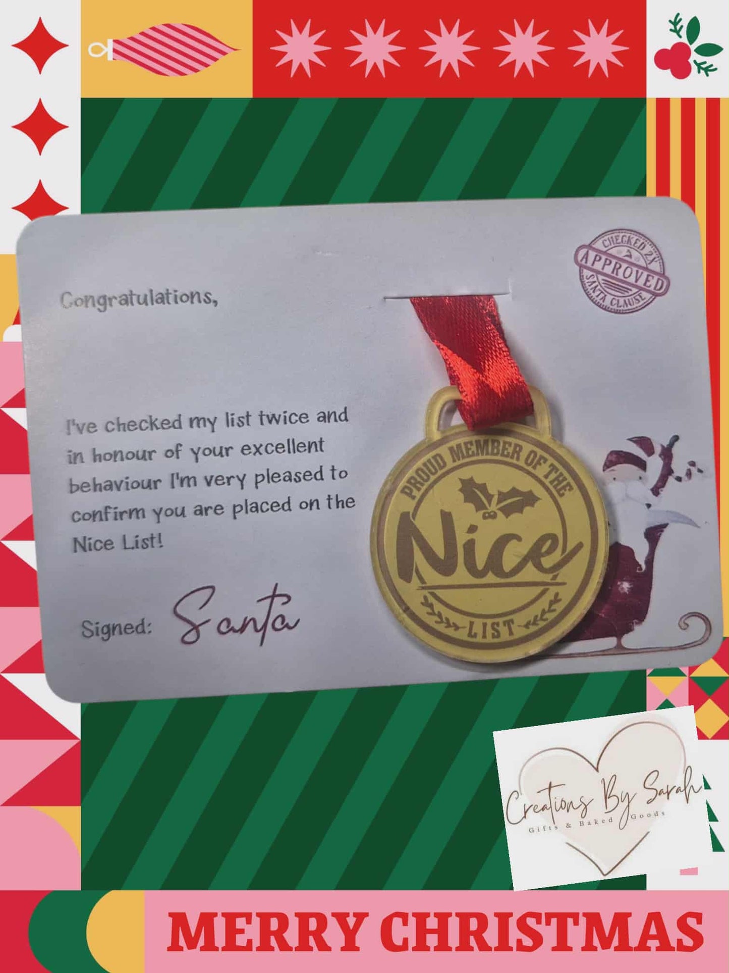 Santa's Nice List Medal And Certificate
