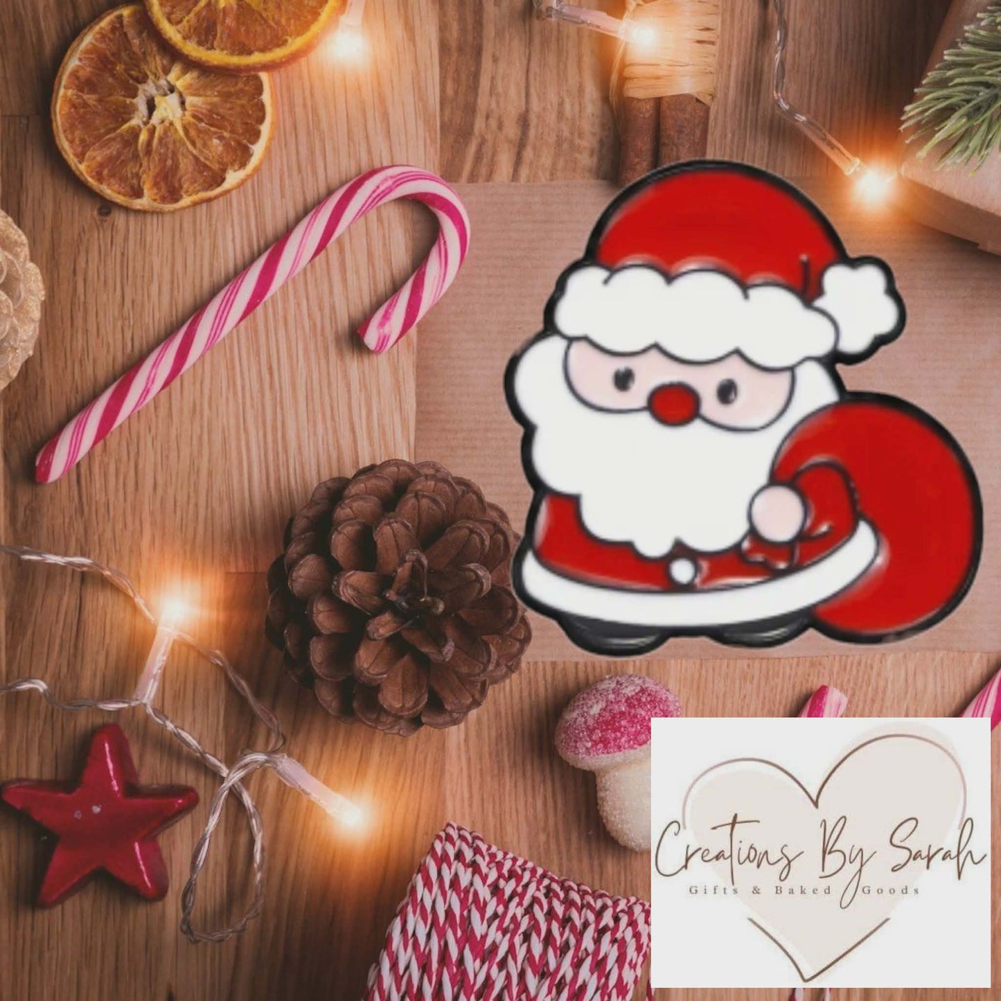Santa with sack of gifts pin badge