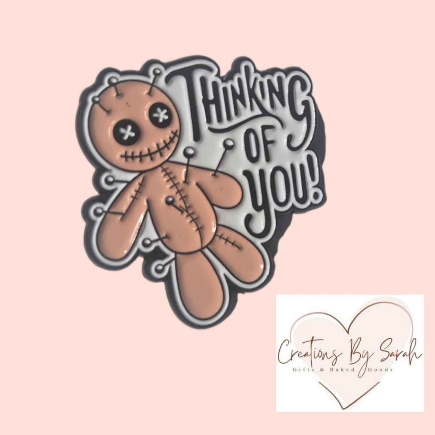 voodoo doll thinking of you pin badge