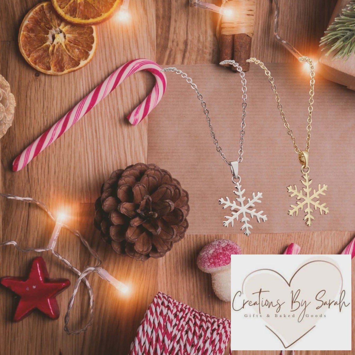 snowflake necklace gold or silver colour