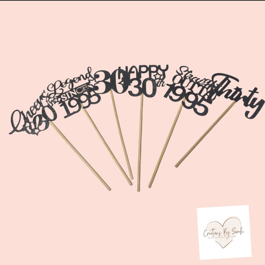 30th Birthday Cup Cake Toppers