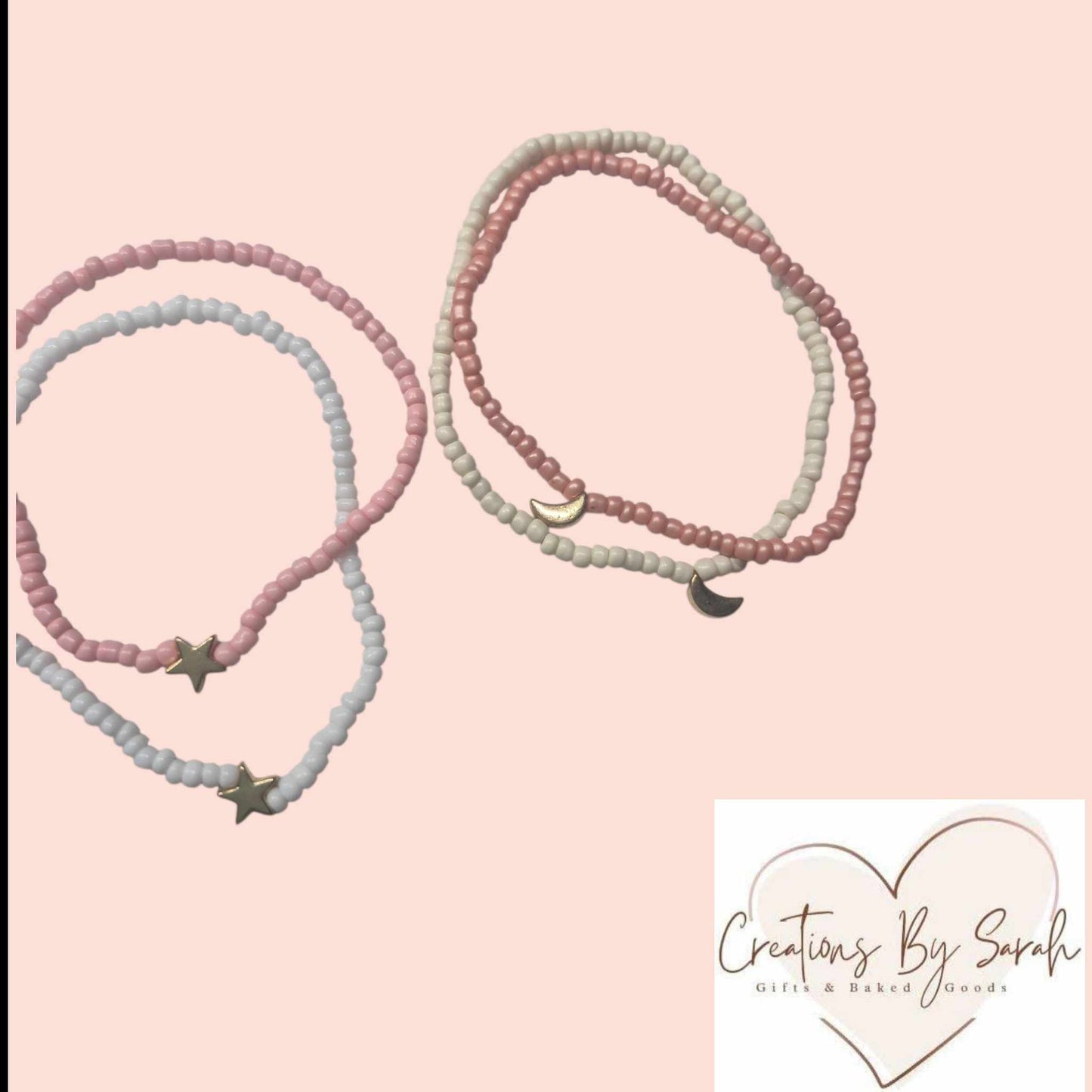 Cute Beaded Bracelets with a moon or star charm