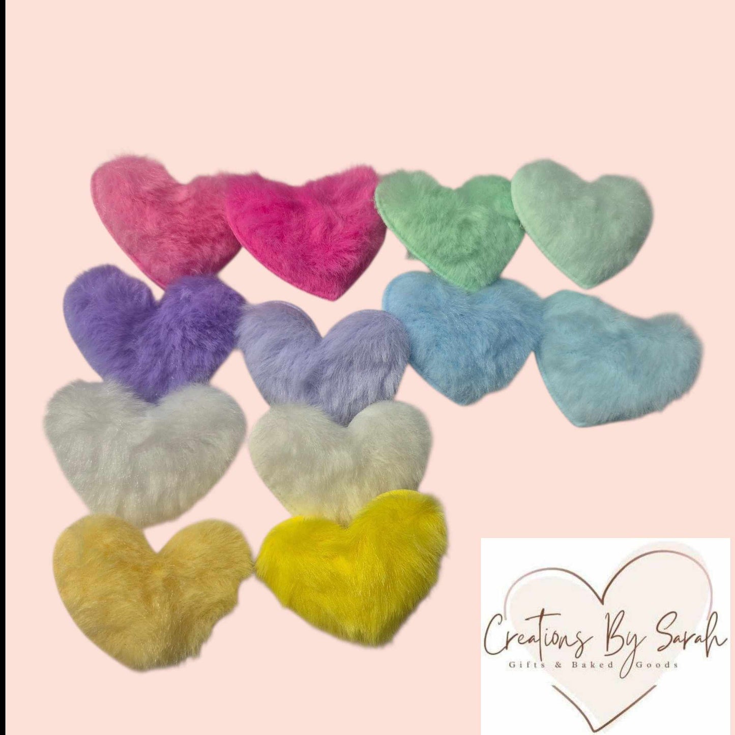 Pastel Fluffy Heart Clips