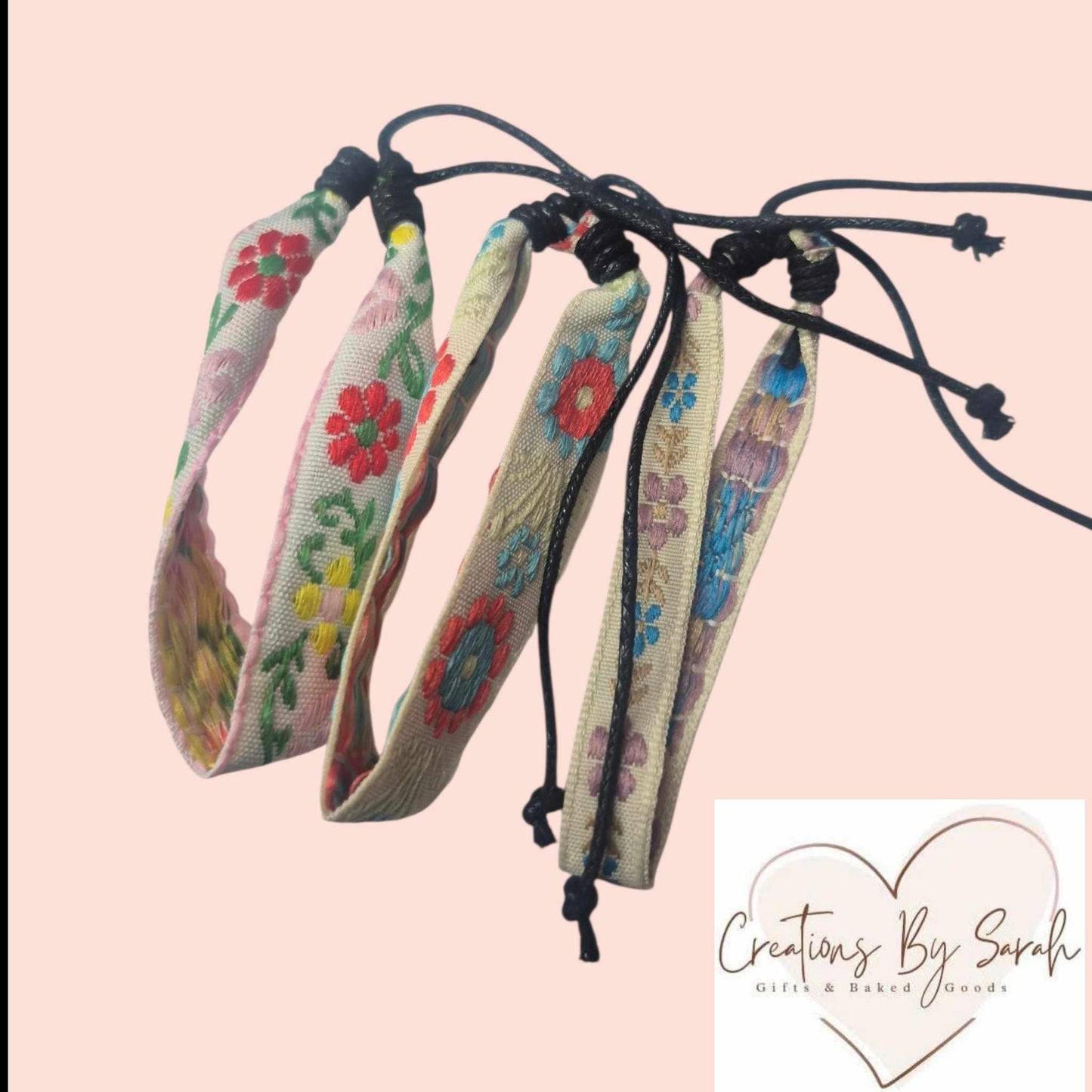 Handwoven boho flower pattern friendship bracelets
