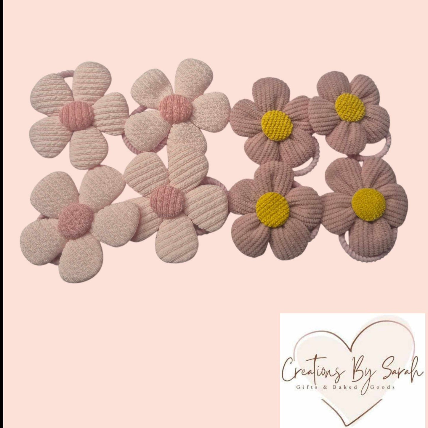 Corduroy Flower Hair Ties ideal for babies and toddlers
