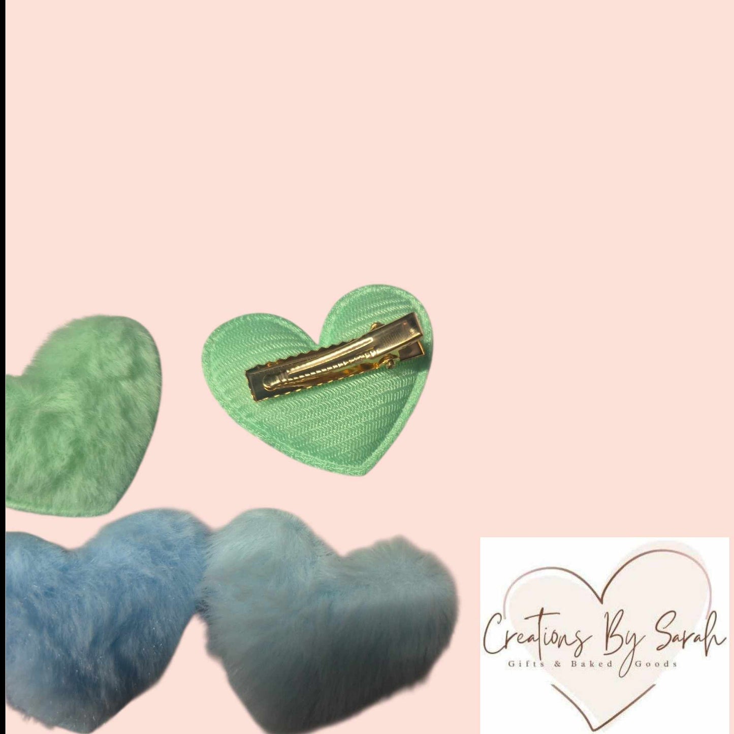 Pastel Fluffy Heart Clips