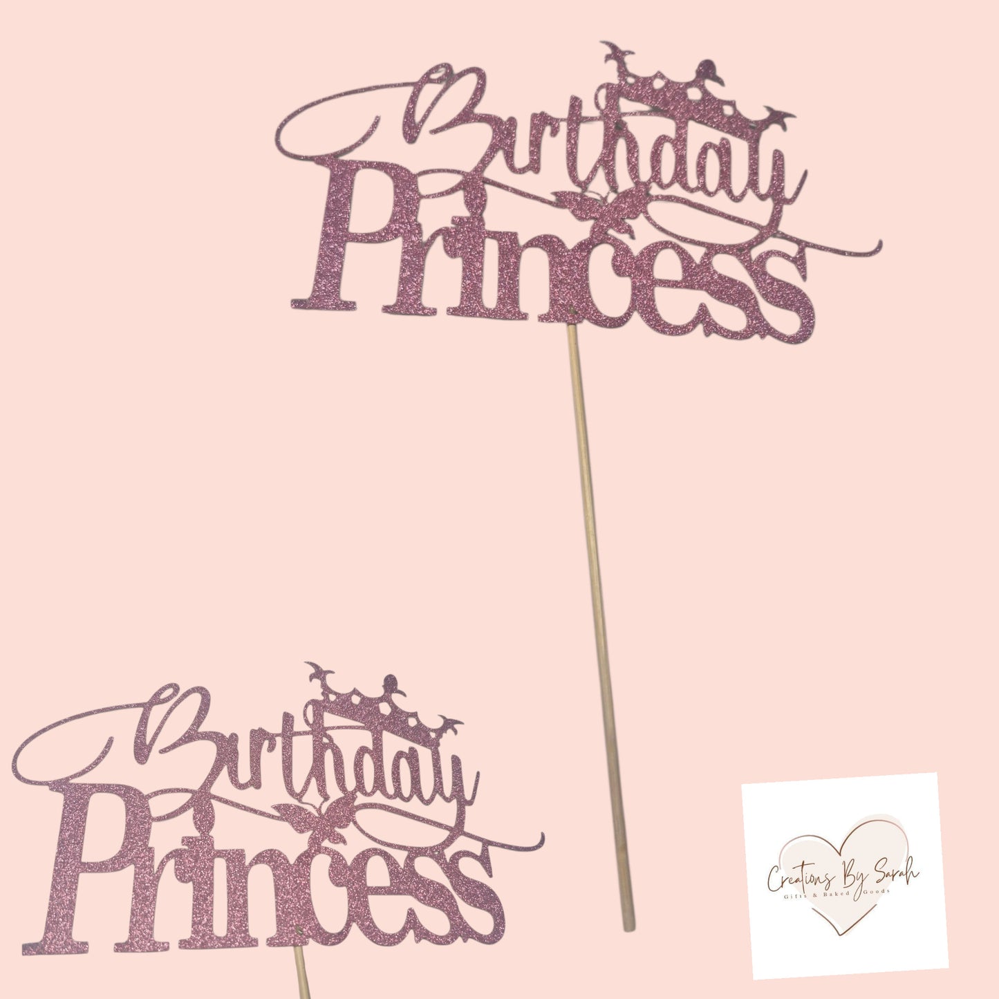 Pink Birthday Princess Cake Topper