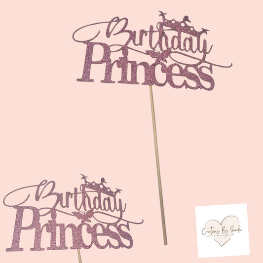 Pink Birthday Princess Cake Topper