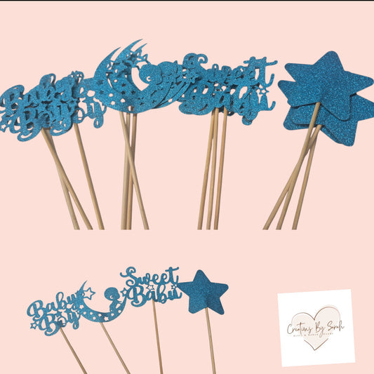 Sweet Baby Boy Cupcake Toppers, Baby Boy Baby shower