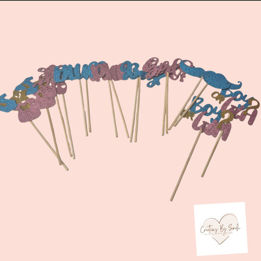 Boy or Girl Gender Revel party Cupcake Toppers