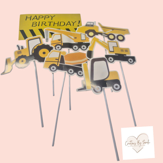 construction cupcake toppers set