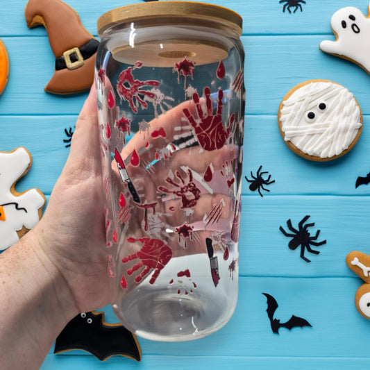 Crime Scene Themed 16oz Halloween Glass Tumbler