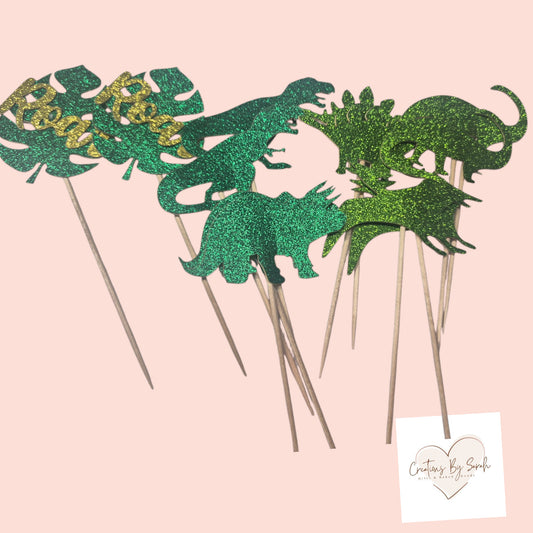 Cute Dinasour Themed Cupcake Toppers