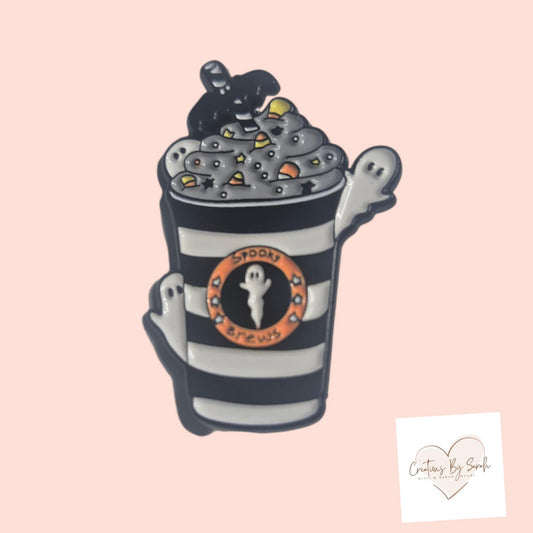 Ghostly Halloween Drink Pin Badge