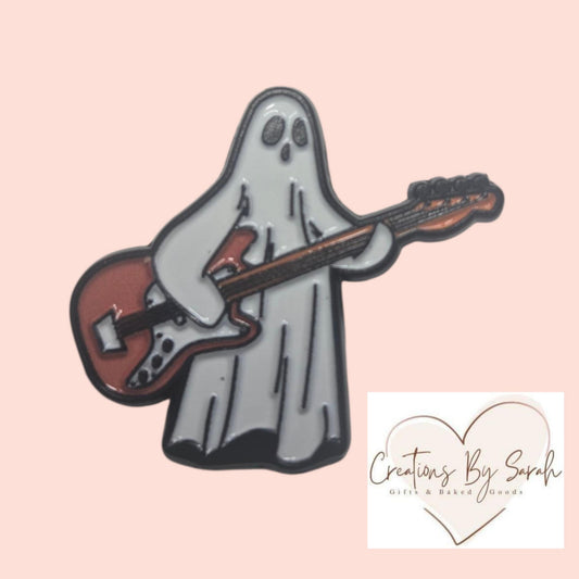 cute Ghost with Guitar pin badge