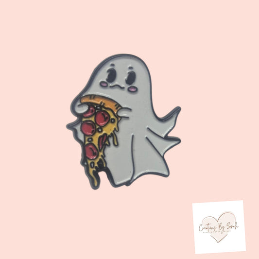 Ghost With Pizza pin badge