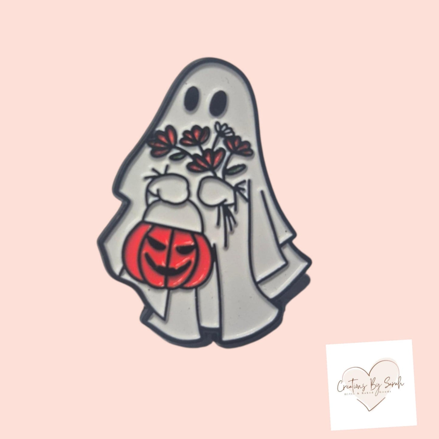 Cute Halloween Ghost Pumpkin Trick Or Treat Pin Badge