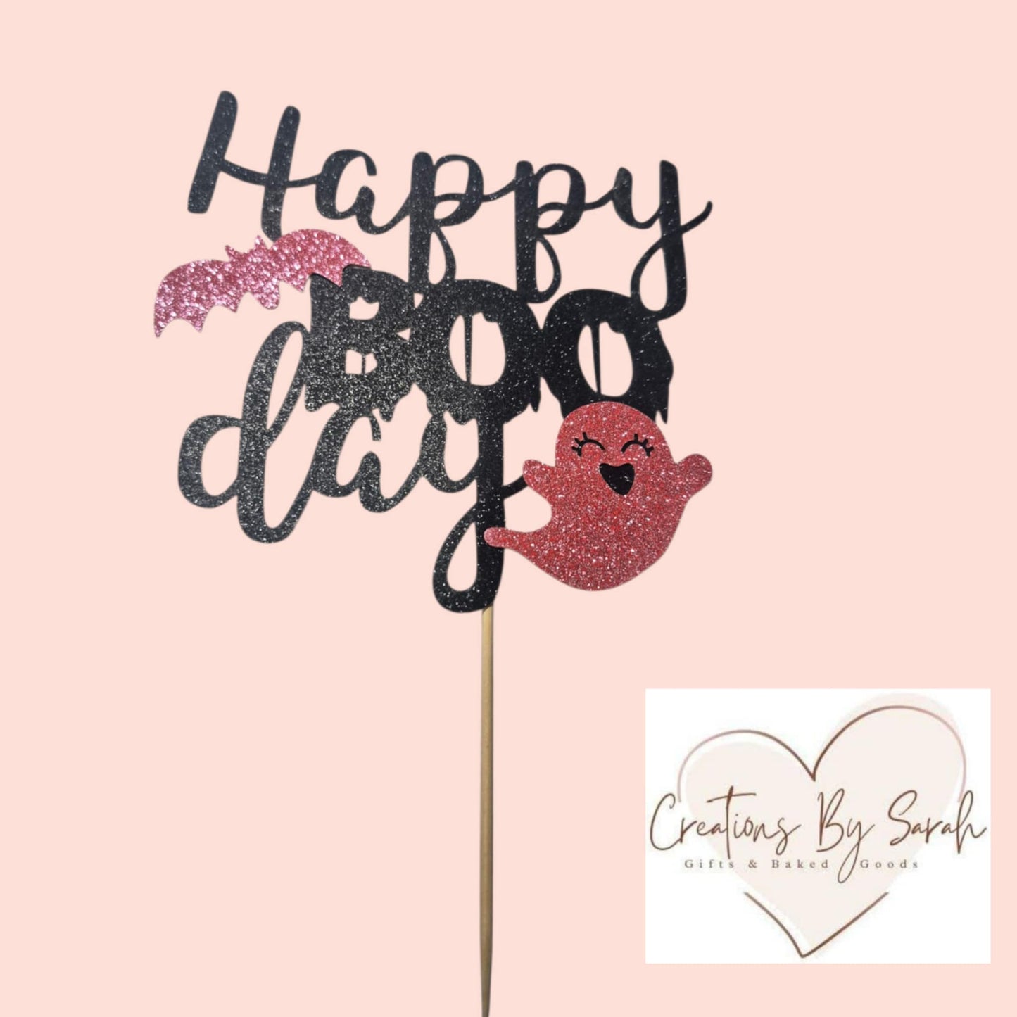 Happy Boo Day Cake Topper Pink Ghost