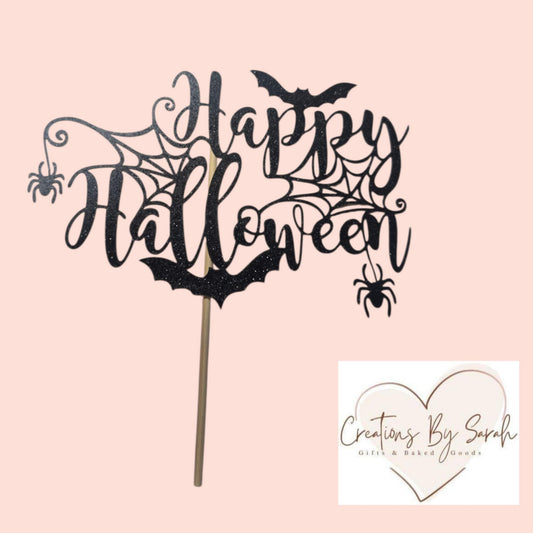 black happy Halloween cake topper