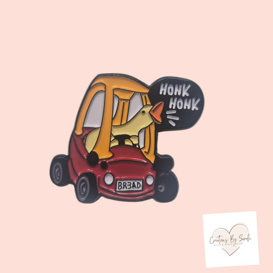 Honk Honk Duck In Car Pin Badge