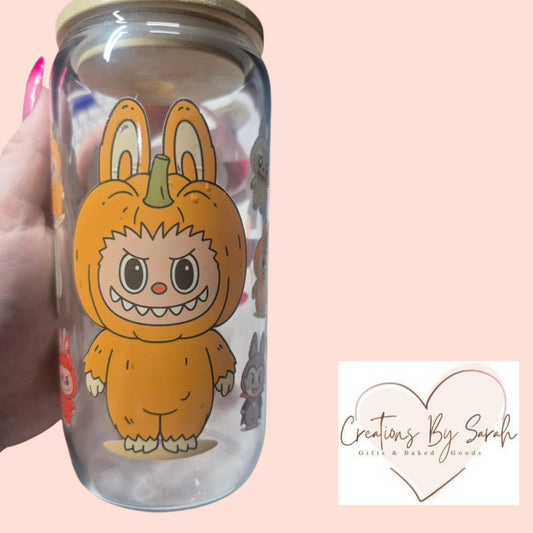 16oz Glass Tumbler Monsters halloween la bu bu