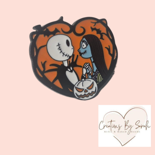 jack skellington and sally from the nightmare before Christmas pin badge