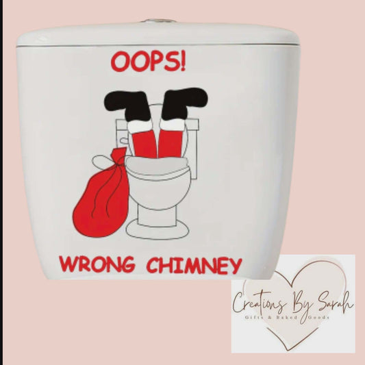 oops! Wrong Chimney Santa Joke Christmas Decal For Toilet