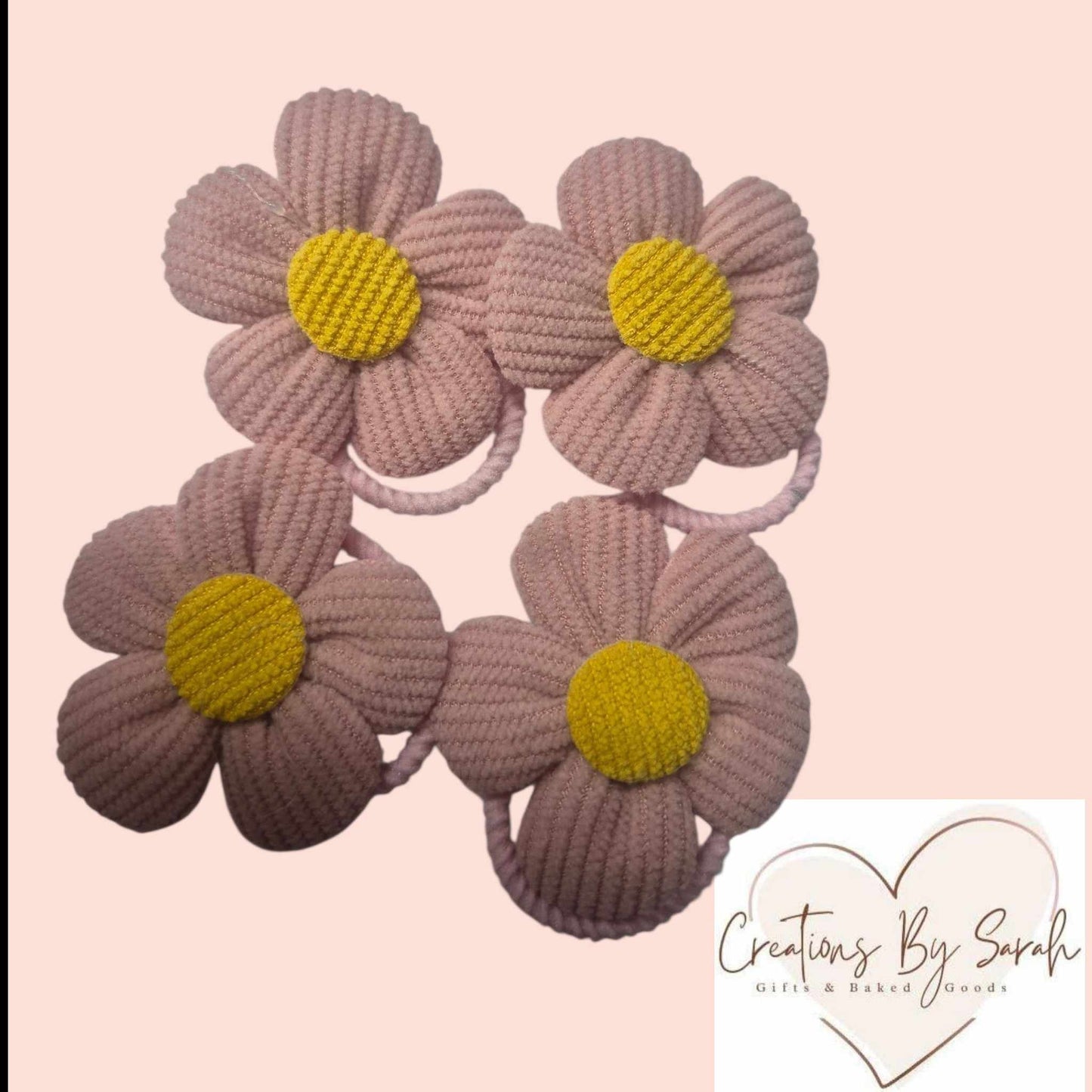 Corduroy Flower Hair Ties ideal for babies and toddlers