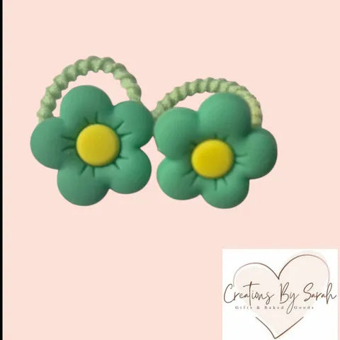 Cute Flower Charm Baby/Toddler Hair Ties