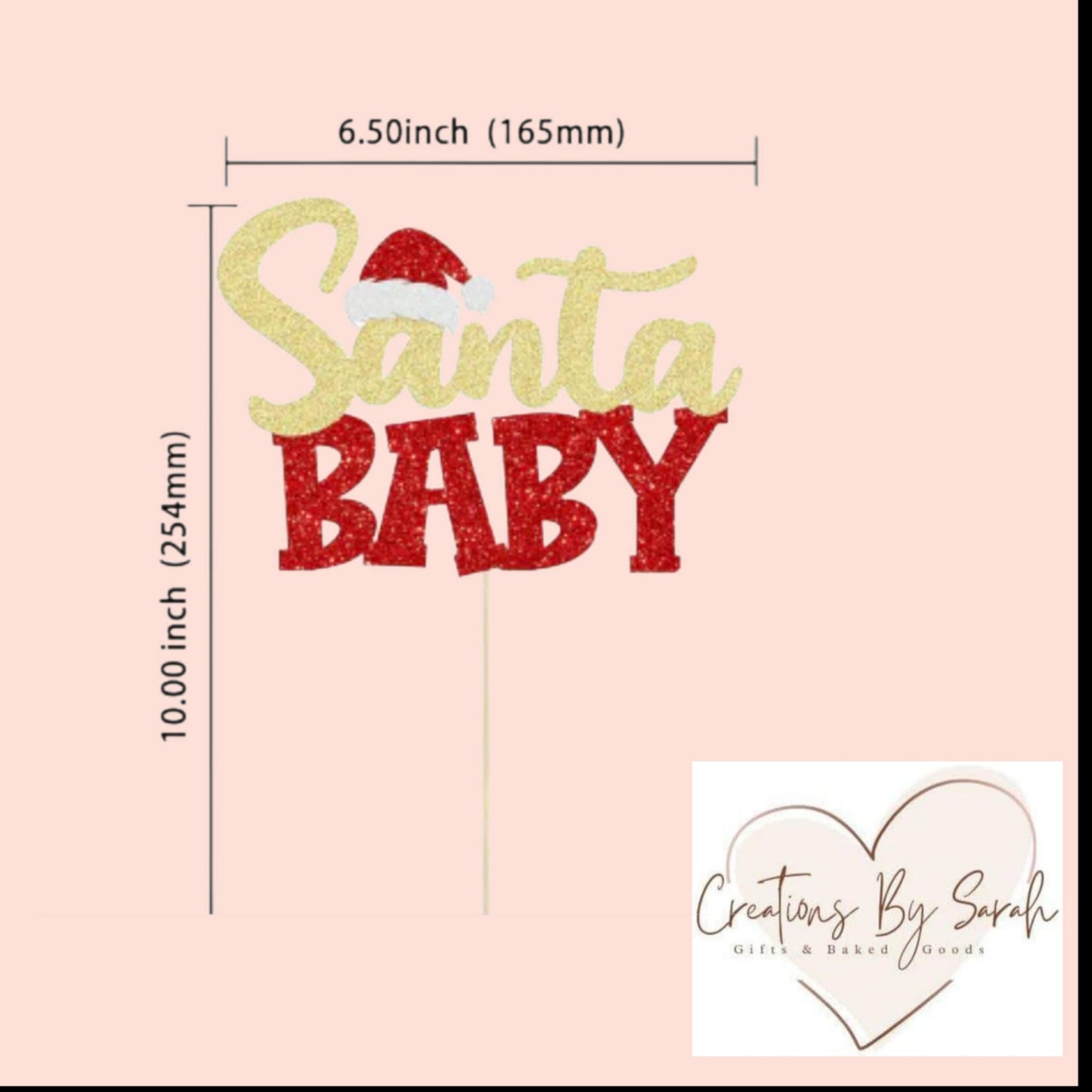 Santa Baby Cake Topper Gold And Red