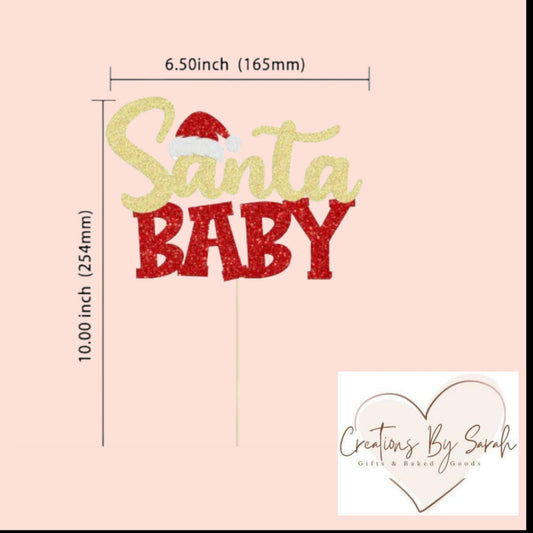 Santa Baby Cake Topper Gold And Red
