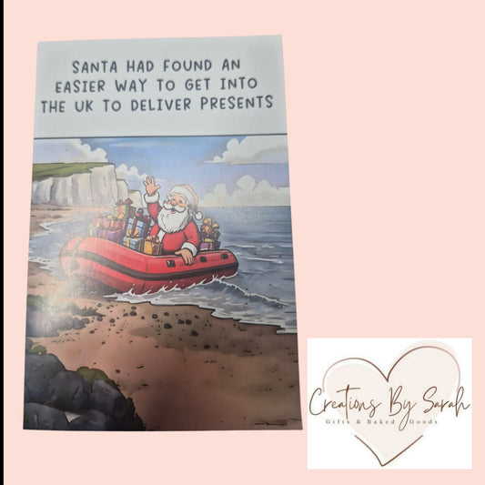 Santa Had Found An Easier Way To Get Into The UK To Deliver Presents. Joke Christmas Card