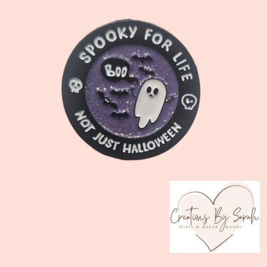 spooky for life not just halloween ghost pin badged cute