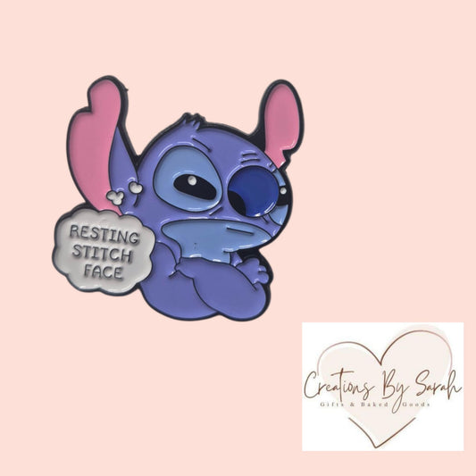 Stitch Resting Bitch Face Pin Badge