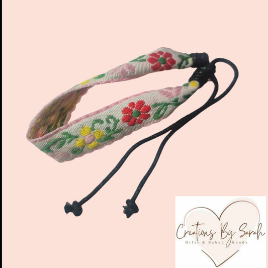 Handwoven boho flower pattern friendship bracelets